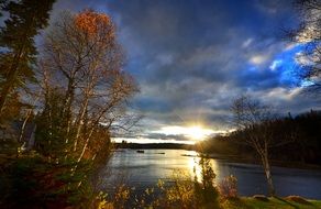 landscape sunset lake twilight amazing view