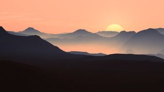 evening sun over the mountains as an illustration