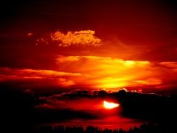 red sky from the sun at sunset