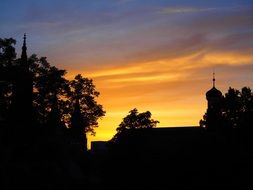 yellow sunset over Ulm Cathedral