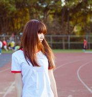 Asian girl in the stadium