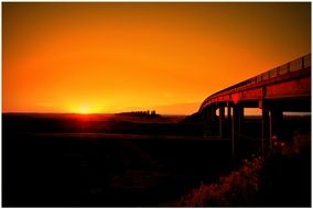 Orange sunset bridge red