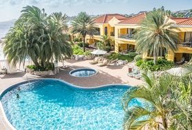 tropical resort with a pool in a hotel