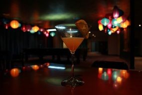 cocktail in the lights of the bar