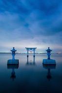 temple at sunset in kumamoto