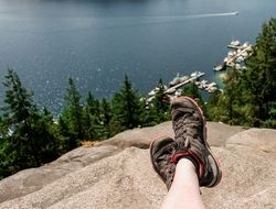 hiking the mountain peak