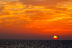 romantic sunset afterglow in the sea