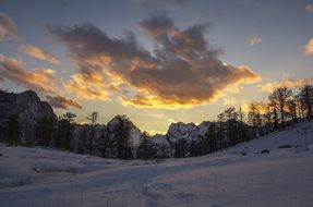 scenic landscape of sunset mountains