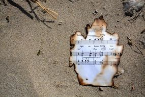 burnt music notepad sheet, oregon, cannon beach