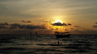 Boat in the sea in Cambodia