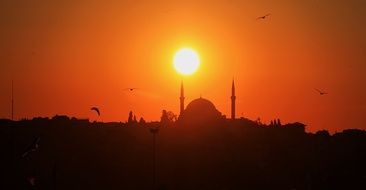 golden setting sun over istanbul