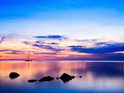 purple sky over the lake during sunset