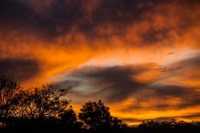 fiery gray sky over Australia