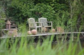 relaxation chairs on pier romantic atmosphere