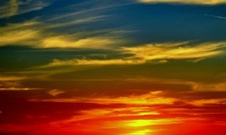 blue orange sky at sunset