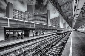 station metro underground train black and white