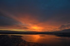 Colorful gradient sunset went down the horizon
