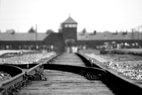 photo of railway tracks to the Holocaust camp in Poland