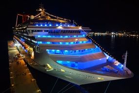 Luxury cruise ship night neon light