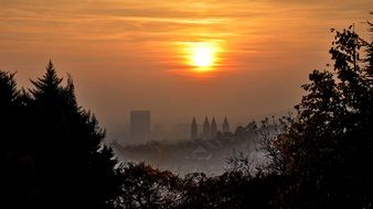 autumn twilight over the city