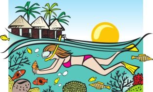 maldives sea vector drawing