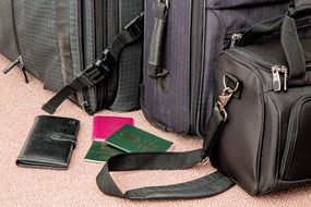travel luggage and passports