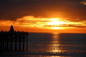 beautiful orange sunset ocean beach