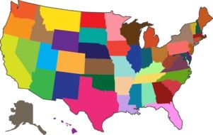 multi-colored map of states of america