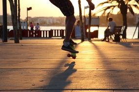 skateboarding on the beach