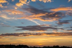 Orange sunset clouds evening sky romantic mood