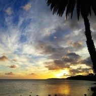 sunset over a tropical island in Hawaii