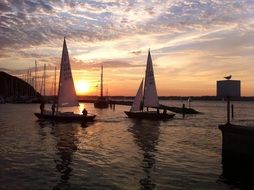 Sunset and yachts