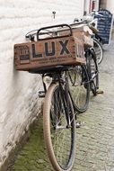 vintage bike for travel near the wall