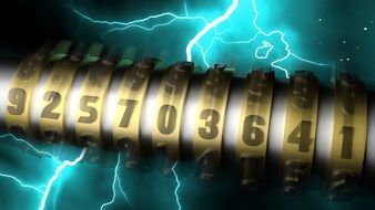 time machine symbol on lightning background