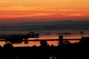 Lake at the sunset in Croatia
