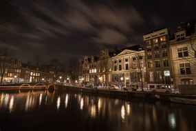 canal in amsterdam at night