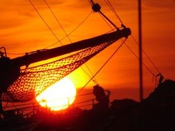 fishing network at sunset