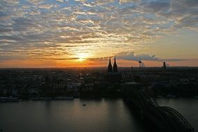 panorama of rhine in cologne city