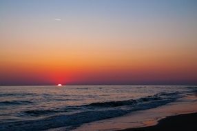 Landscape of the beach at sunset