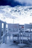 alpine hut in ice