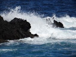 Waves on the rocks in ocean