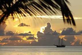 Sailing ship under the sunset