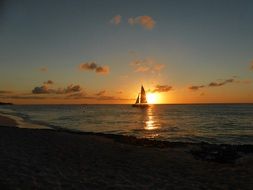 sunset sun abendstimmung ship in the sea