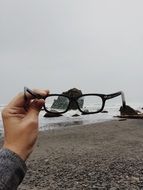 Beach through the glasses