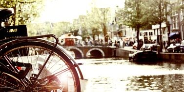 bike near the canal in amsterdam