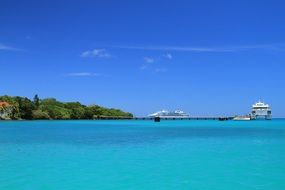 ship dock in ocean island