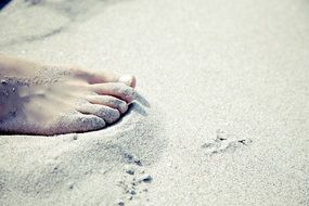 foot on a sandy beach