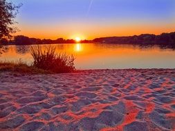 sunrise on the lake horizon