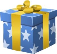 clipart of drawn gift with gold ribbon