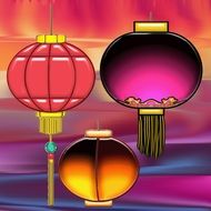 Decorative lanterns clipart